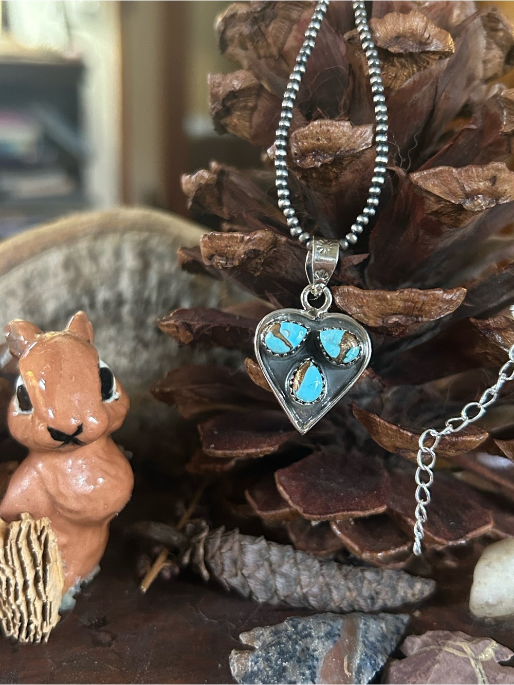 925 Sterling luscious desert pearls and heart necklace